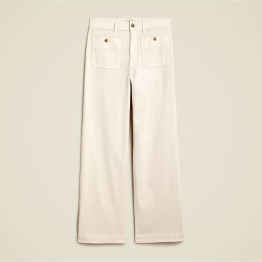 J Crew Women's High Rise Sailor Slim Wide-Leg Chino Pant BY637 Natural Sz 35 NWT